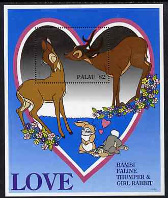 Palau 1996 Disney Sweethearts $2 m/sheet (Bambi) unmounted mint