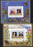 St Vincent - Union Island 1985 Life & Times of HM Queen Mother the set of 2 m/sheets containing 2 x $2.25 and 2 x $7 values (depicts Concorde, Fungi, Butterflies, Birds & Animals) unmounted mint