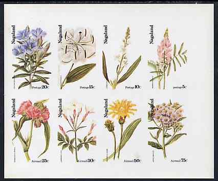 Nagaland 1974 Flowers complete imperf set of 8 values (5c to 75c) unmounted mint