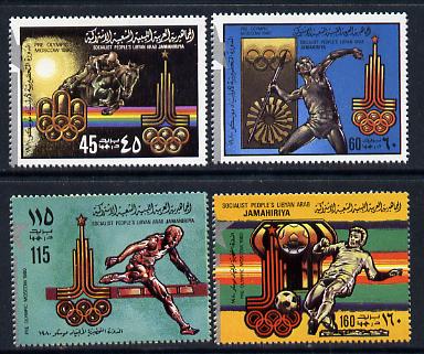 Libya 1979 Pre Olympics (1980 Moscow) perf set of 4 with silver opt unmounted mint, SG 939-42*