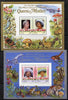 Tuvalu - Nanumaga 1985 Life & Times of HM Queen Mother (Leaders of the World) the set of 2 m/sheets containing 2 x $2.10 and 2 x $2.50 values (depicts Concorde, Fungi, Butterflies, Birds & Animals) unmounted mint