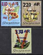 Guyana 1982 Flowering Plants set of 3 opt'd for 21st Birthday of Princess of Wales unmounted mint, SG 979-81