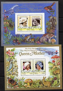 Tuvalu - Nukufetau 1985 Life & Times of HM Queen Mother (Leaders of the World) the set of 2 m/sheets containing 2 x $1.75 and 2 x $3 values (depicts Concorde, Fungi, Butterflies, Birds & Animals) unmounted mint