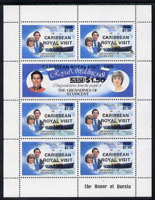 St Vincent - Grenadines 1985 Caribbean Royal Visit opt on R Wedding sheetlet unmounted mint, SG 424a,cat £32