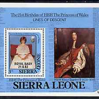 Sierra Leone 1982 Birth of Prince William opt on Princess Diana's 21st Birthday m/sheet unmounted mint, SG MS 714