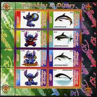 Congo 2010 Disney & Dolphins perf sheetlet containing 8 values with Scout Logo unmounted mint