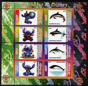 Congo 2010 Disney & Dolphins perf sheetlet containing 8 values with Scout Logo unmounted mint