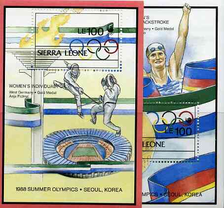 Sierra Leone 1989 Seoul Olympic Medal Winners set of 2 m/sheets unmounted mint, SG MS 1211