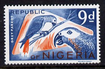 Nigeria 1965-66 Grey Parrots 9d from Animal Def set unmounted mint SG 179*