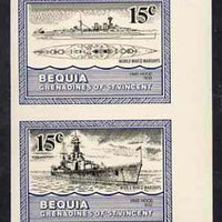 St Vincent - Bequia 1985 Warships of World War 2, 15c HMS Hood imperf se-tenant pair unmounted mint