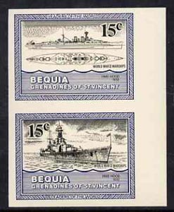 St Vincent - Bequia 1985 Warships of World War 2, 15c HMS Hood imperf se-tenant pair unmounted mint