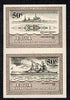 St Vincent - Bequia 1985 Warships of World War 2, 50c HMS Duke of York imperf se-tenant pair unmounted mint