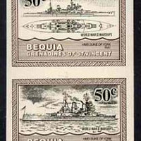 St Vincent - Bequia 1985 Warships of World War 2, 50c HMS Duke of York imperf se-tenant pair unmounted mint