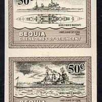 St Vincent - Bequia 1985 Warships of World War 2, 50c HMS Duke of York imperf se-tenant pair unmounted mint
