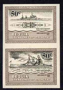 St Vincent - Bequia 1985 Warships of World War 2, 50c HMS Duke of York imperf se-tenant pair unmounted mint