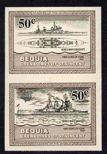 St Vincent - Bequia 1985 Warships of World War 2, 50c HMS Duke of York imperf se-tenant pair unmounted mint