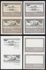 St Vincent - Bequia 1985 Warships of World War 2, 50c HMS Duke of York unmounted mint set of 4 imperf se-tenant progressive proof pairs comprising printings of brown, black, brown & black plus brown & black with buff background (u……Details Below