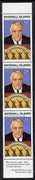 Marshall Islands 1990 History of Second World War (#16) 25c Roosevelt, unmounted mint strip of 3 with Roosevelt quotation in margin, SG 340
