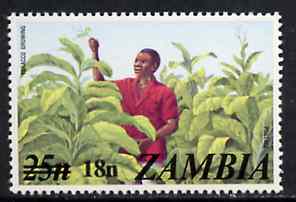 Zambia 1979 Surcharged 18n on 25n Tobacco Growing unmounted mint, SG 281*