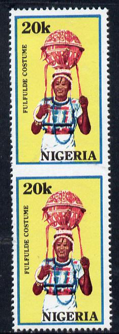 Nigeria 1989 Traditional Costumes 20k (Fulfulde Costume) unmounted mint pair imperf between SG 583