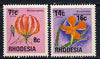 Rhodesia 1974 Surcharged 8c on 7.5c (Lily) & 16c on 14c (Pimpernel) unmounted mint, SG 526-27*