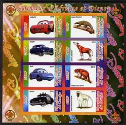Congo 2010 Disney & African Animals imperf sheetlet containing 8 values with Scout Logo unmounted mint