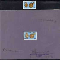 Nigeria 1990 Pottery imperf stamp-sized machine proof of 30k value mounted on grey card as submitted for approval, endorsed 'Approved' signed and handstamped by the Postmaster General, a superb exhibition item almost certainly UNI……Details Below