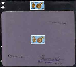 Nigeria 1990 Pottery imperf stamp-sized machine proof of 30k value mounted on grey card as submitted for approval, endorsed 'Approved' signed and handstamped by the Postmaster General, a superb exhibition item almost certainly UNI……Details Below