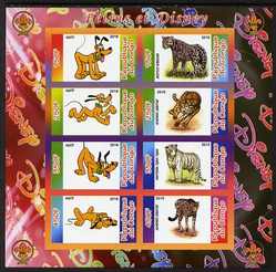 Congo 2010 Disney & Big Cats imperf sheetlet containing 8 values with Scout Logo unmounted mint