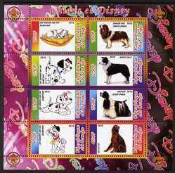 Congo 2010 Disney & Dogs perf sheetlet containing 8 values with Scout Logo unmounted mint