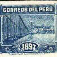 Peru 1897 New Postal Building 1c (Suspension Bridge) imperf proof on thin card in near issued colour from ABNCo archives, as SG 349