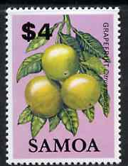 Samoa 1983-84 Grapefruit $4 unmounted mint from Fruits definitive set, SG 664