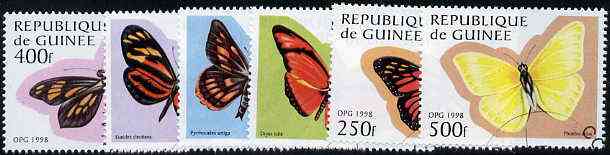 Guinea - Conakry 1998 Butterflies complete perf set of 6 values, cto used*