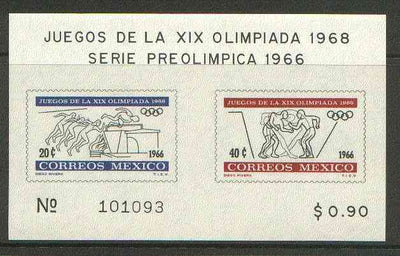 Mexico 1965 Olympic Games (2nd Issue - Postage) imperf m/sheet showing Running & Jumping & Wrestling, unmounted mint SG MS 1123
