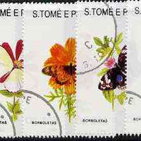 St Thomas & Prince Islands 1998 Butterflies complete perf set of 5 values, cto used*