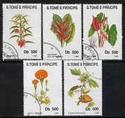 St Thomas & Prince Islands 1998 Flowers complete perf set of 5 values, cto used*