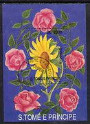 St Thomas & Prince Islands 1998 Flowers perf miniature sheet cto used