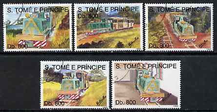 St Thomas & Prince Islands 1998 Narrow Gauge Railway complete perf set of 5 values, cto used*
