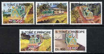 St Thomas & Prince Islands 1998 Narrow Gauge Railway complete perf set of 5 values, cto used*