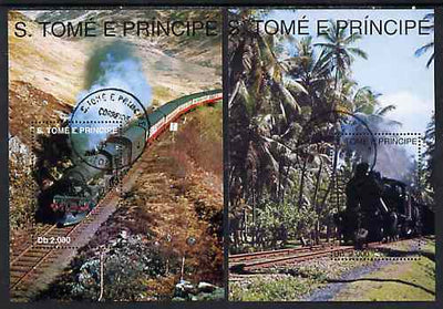 St Thomas & Prince Islands 1998 Railways set of 2 perf miniature sheets cto used