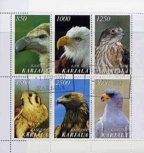Karjala Republic 1997 Wild Birds perf sheetlet containing complete set of 6 cto used