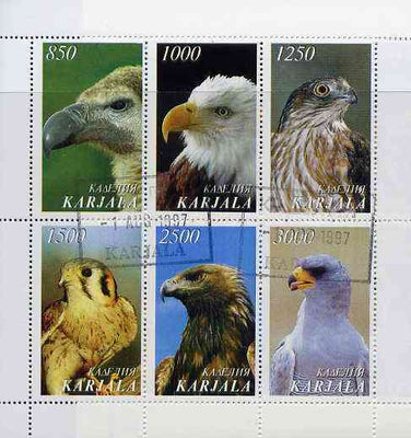 Karjala Republic 1997 Wild Birds perf sheetlet containing complete set of 6 cto used