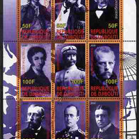 Djibouti 2010 Great Explorers #2 perf sheetlet containing 9 values unmounted mint