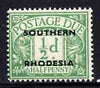 Southern Rhodesia 1951 postage due 1/2d emerald unmounted mint, SG D1*