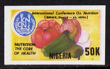 Nigeria 1992 Conference on Nutrition - 50k (Fruit & Vegetables) unmounted mint imperf single as SG 642