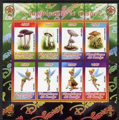 Congo 2010 Disney & Mushrooms perf sheetlet containing 8 values with Scout Logo unmounted mint