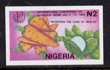 Nigeria 1992 Conference on Nutrition - 2N (Vegetables) unmounted mint imperf single as SG 645