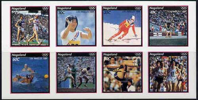 Nagaland 1984 Los Angeles Olympic Games imperf sheetlet containing complete set of 8 values unmounted mint