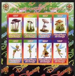 Congo 2010 Disney & Mushrooms imperf sheetlet containing 8 values with Scout Logo unmounted mint