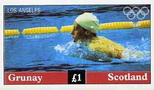 Grunay 1984 Los Angeles Olympic Games imperf souvenir sheet (Swimming) unmounted mint